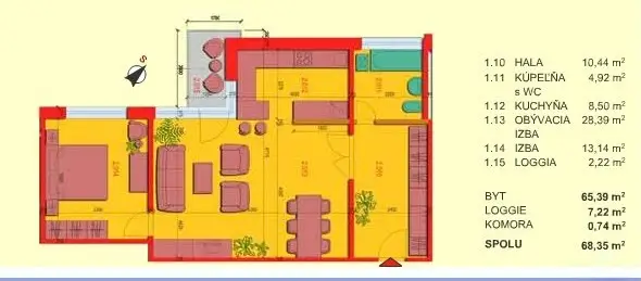 Priestranný a klimatizovaný 2-izbový byt s loggiou, BA II - Trnávka
